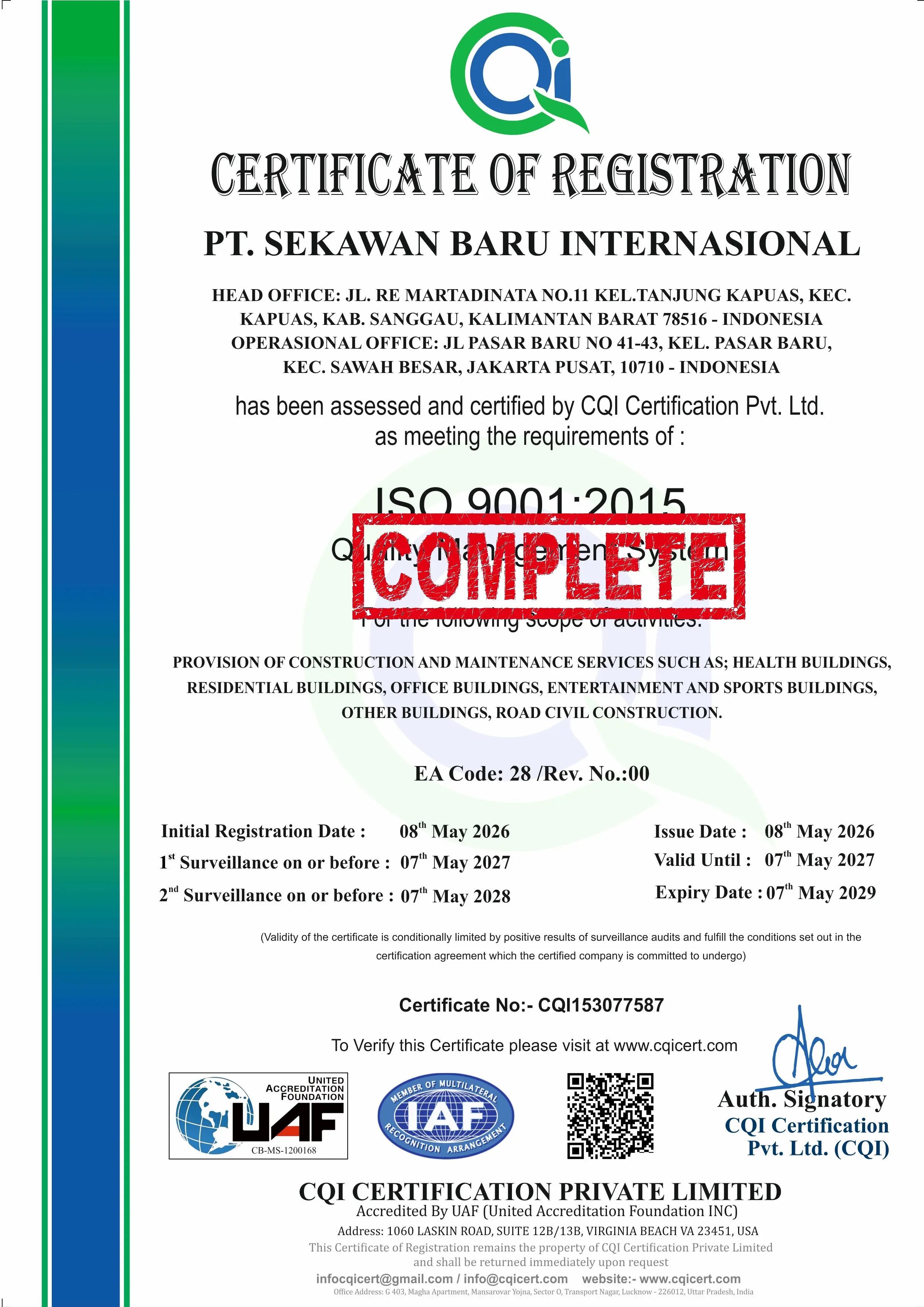 PT. SEKAWAN BARU INTERNASIONAL - QMS
